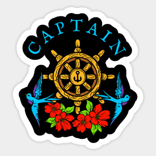 Captain Tattoo Art Sailing Helm Sticker